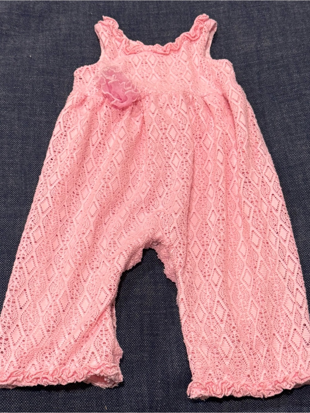 Pink Cachcach Lace Baby Girl Romper Jumpsuit Flower Accent 24m 2T